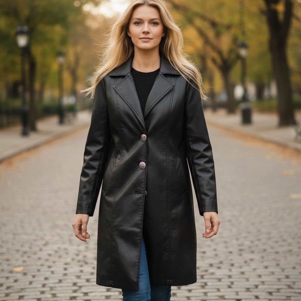 Wild Fable Vegan Leather Trench Coat Black Matrix Goth Grunge S